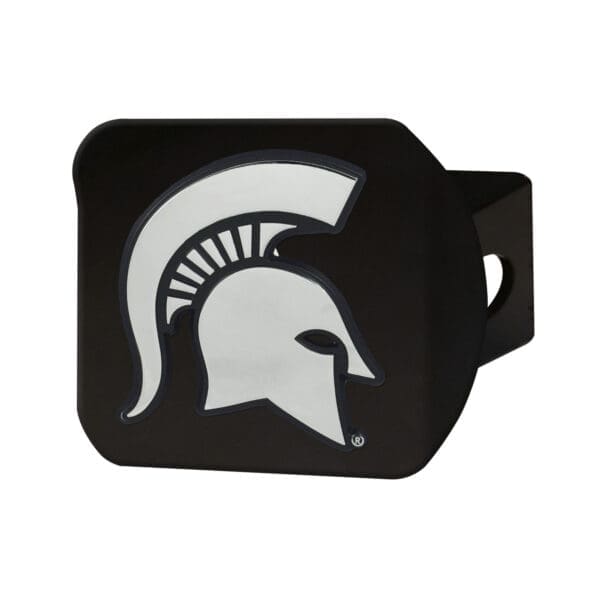 Michigan State Spartans Black Metal Hitch Cover with Metal Chrome 3D Emblem 1