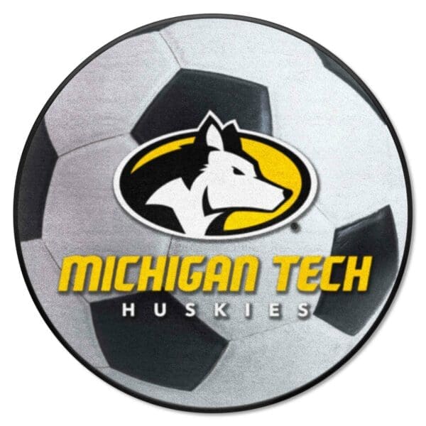 Michigan Tech Huskies Soccer Ball Rug 27in. Diameter 1 scaled