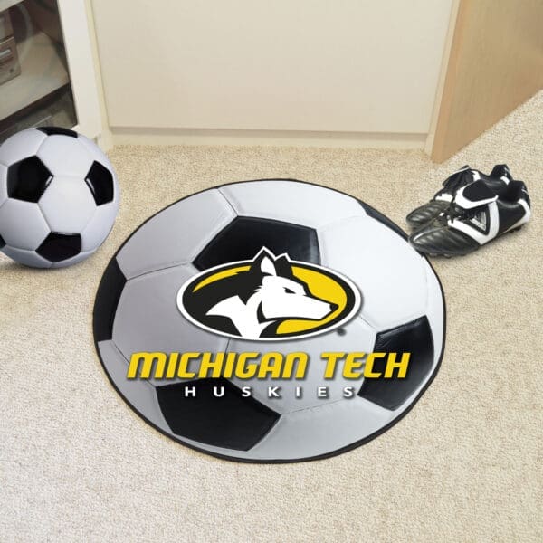 Michigan Tech Huskies Soccer Ball Rug - 27in. Diameter