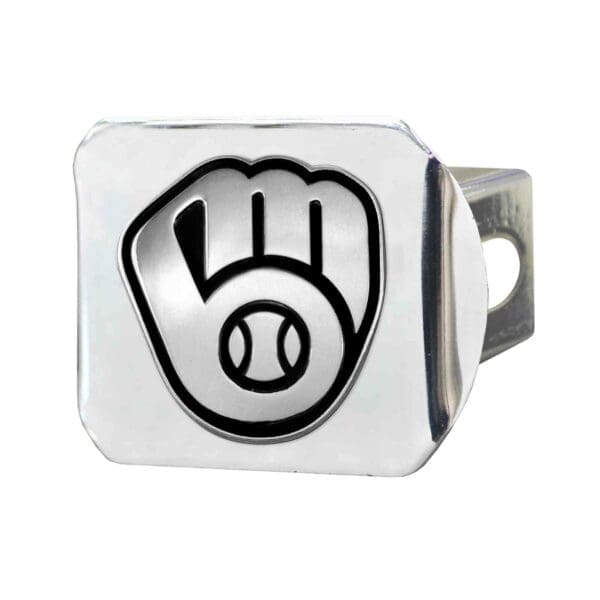Milwaukee Brewers Chrome Metal Hitch Cover with Chrome Metal 3D Emblem 1