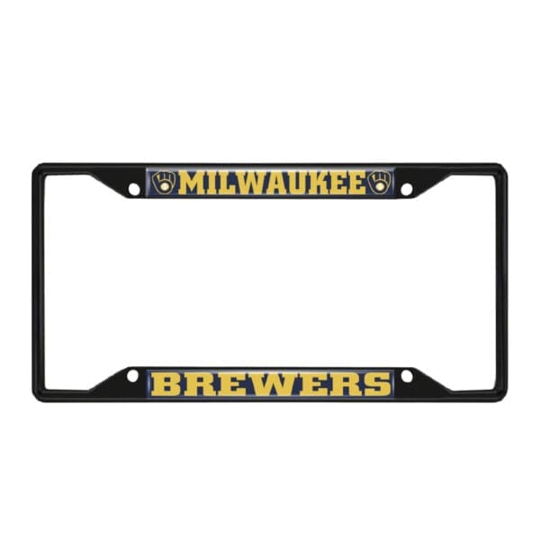 Milwaukee Brewers Metal License Plate Frame Black Finish 1