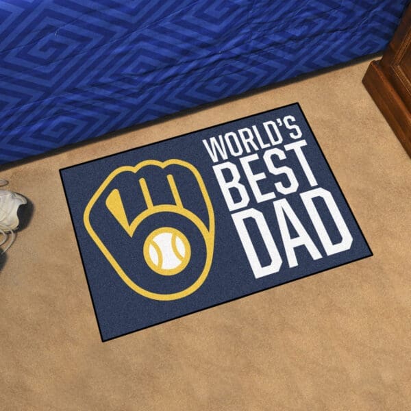 Milwaukee Brewers Starter Mat Accent Rug - 19in. x 30in. World's Best Dad Starter Mat