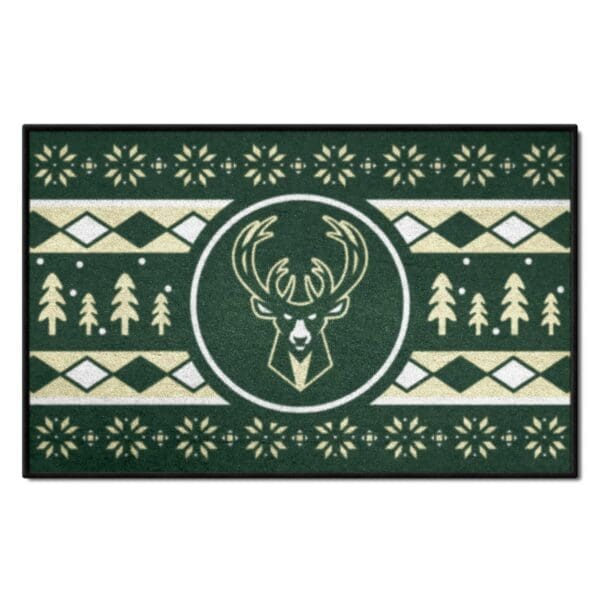 Milwaukee Bucks Holiday Sweater Starter Mat Accent Rug 19in. x 30in. 26831 1 scaled