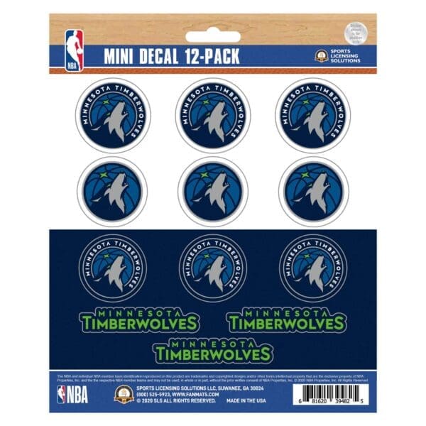 Minnesota Timberwolves 12 Count Mini Decal Sticker Pack 63246 1