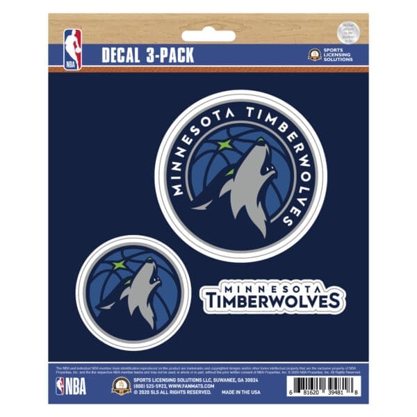 Minnesota Timberwolves 3 Piece Decal Sticker Set 63245 1