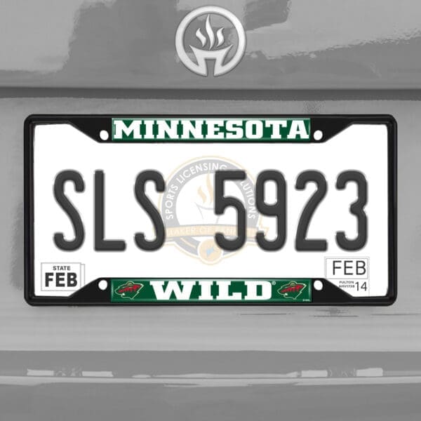Minnesota Wild Metal License Plate Frame Black Finish-31384