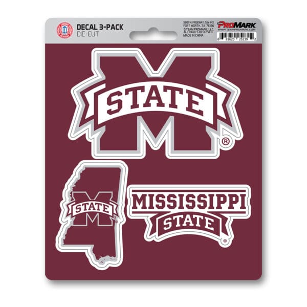 Mississippi State Bulldogs 3 Piece Decal Sticker Set 1