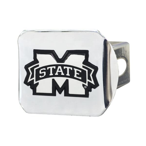 Mississippi State Bulldogs Chrome Metal Hitch Cover with Chrome Metal 3D Emblem 1 scaled