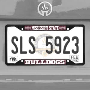 Mississippi State Bulldogs Metal License Plate Frame Black Finish