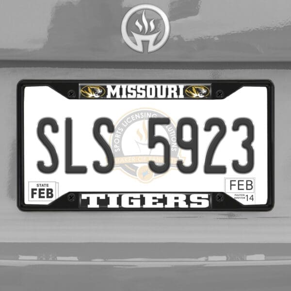 Missouri Tigers Metal License Plate Frame Black Finish