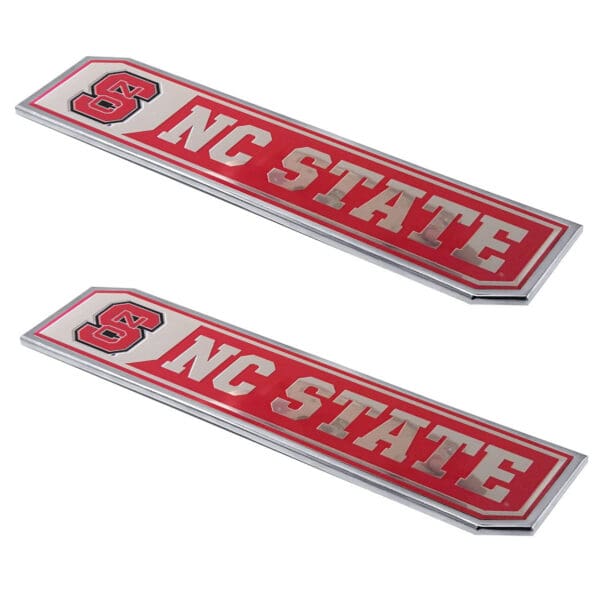 NC State Wolfpack 2 Piece Heavy Duty Aluminum Embossed Truck Emblem Set 1 scaled