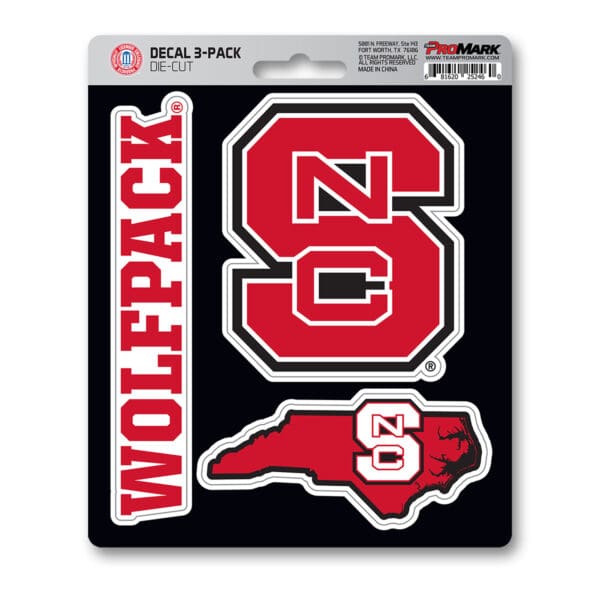 NC State Wolfpack 3 Piece Decal Sticker Set 1
