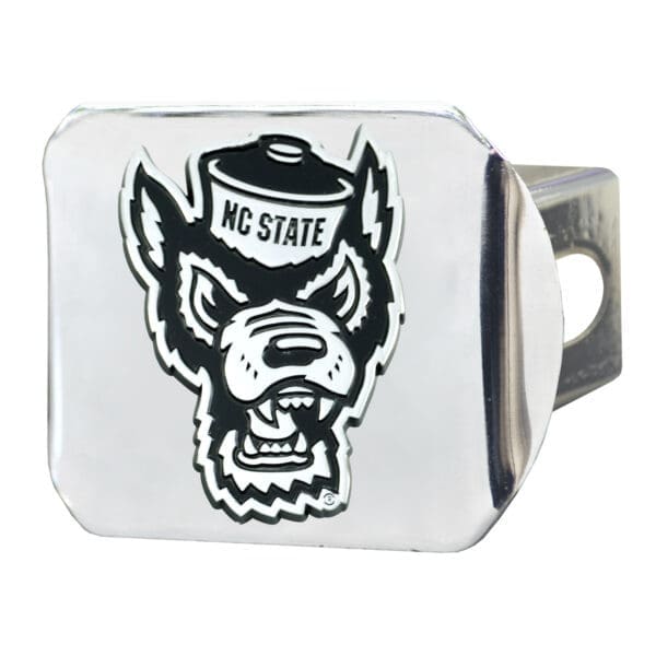 NC State Wolfpack Chrome Metal Hitch Cover with Chrome Metal 3D Emblem 1