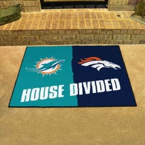 NFL House Divided - Dolphins / Broncos House Divided Rug - 34 in. x 42.5 in.