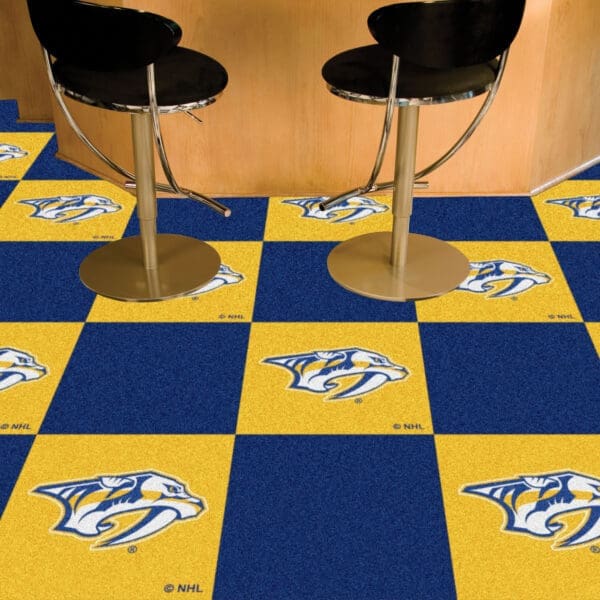 Nashville Predators Team Carpet Tiles - 45 Sq Ft. Logo on Yellow-15575