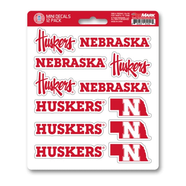 Nebraska Cornhuskers 12 Count Mini Decal Sticker Pack 1