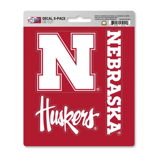 Nebraska Cornhuskers 3 Piece Decal Sticker Set 1 scaled