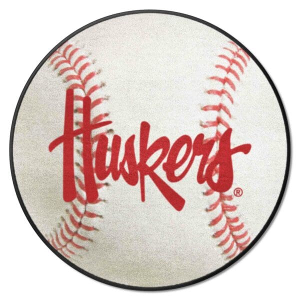 Nebraska Cornhuskers Baseball Rug 27in. Diameter 1 1 scaled