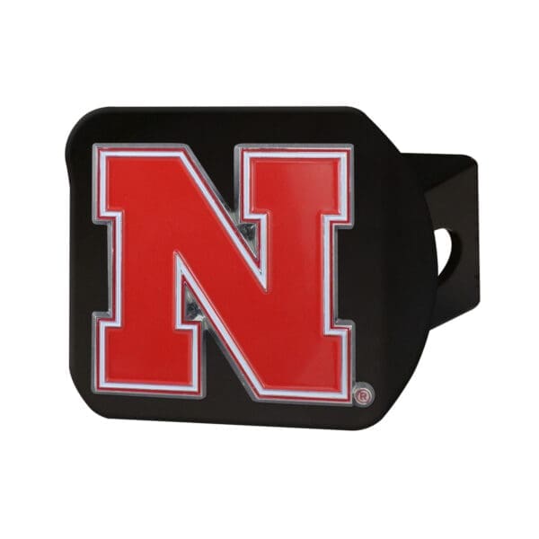 Nebraska Cornhuskers Black Metal Hitch Cover 3D Color Emblem 1