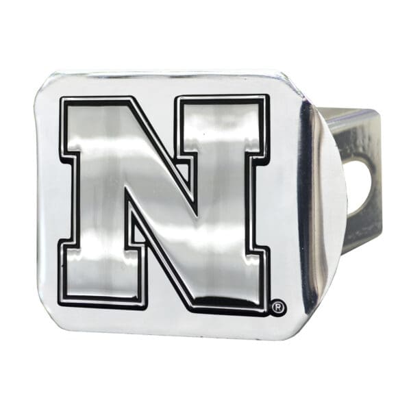Nebraska Cornhuskers Chrome Metal Hitch Cover with Chrome Metal 3D Emblem 1