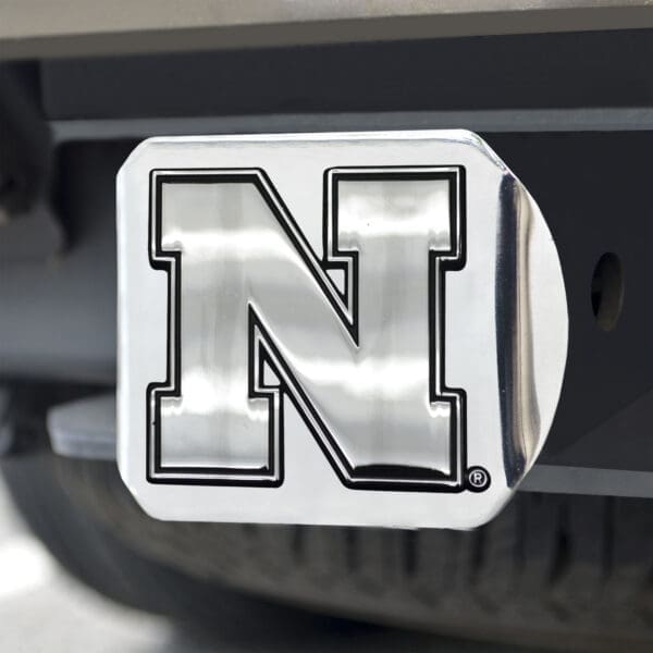 Nebraska Cornhuskers Chrome Metal Hitch Cover with Chrome Metal 3D Emblem