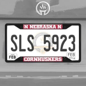 Nebraska Cornhuskers Metal License Plate Frame Black Finish