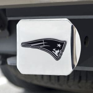 New England Patriots Chrome Metal Hitch Cover with Chrome Metal 3D Emblem