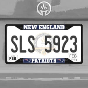 New England Patriots Metal License Plate Frame Black Finish