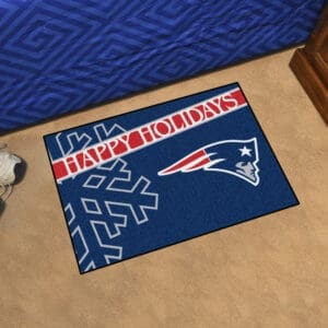 New England Patriots Starter Mat Accent Rug - 19in. x 30in. Happy Holidays Starter Mat