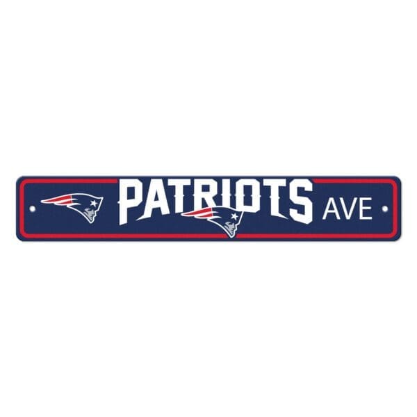 New England Patriots Team Color Street Sign Decor 4in. X 24in. Lightweight 1 scaled