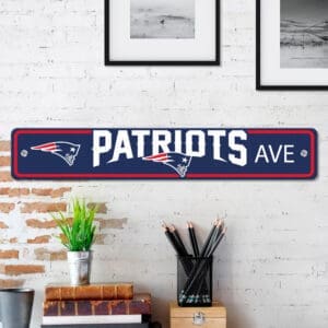 New England Patriots Team Color Street Sign Décor 4in. X 24in. Lightweight