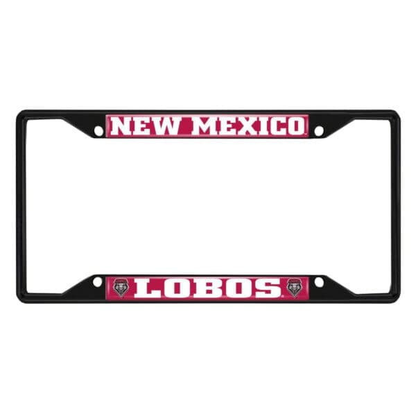 New Mexico Lobos Metal License Plate Frame Black Finish 1