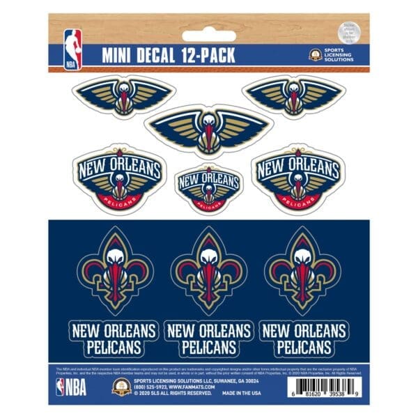 New Orleans Pelicans 12 Count Mini Decal Sticker Pack 63302 1