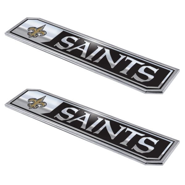 New Orleans Saints 2 Piece Heavy Duty Aluminum Embossed Truck Emblem Set 1