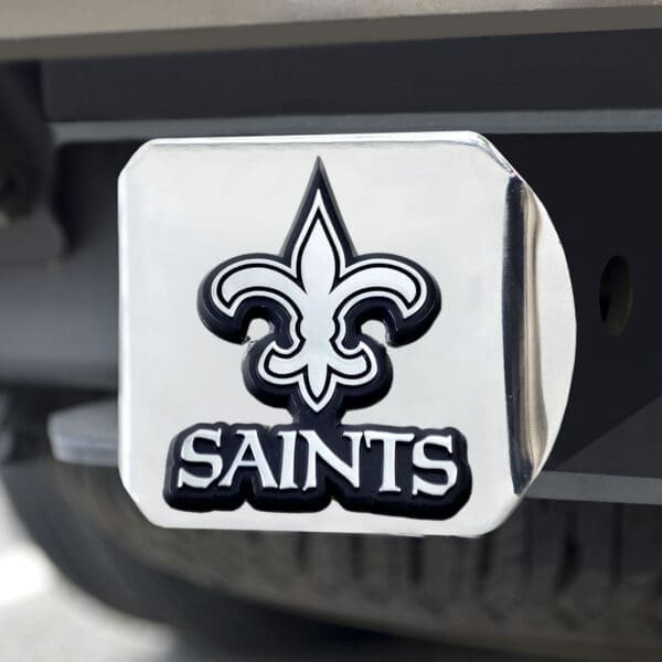 New Orleans Saints Chrome Metal Hitch Cover with Chrome Metal 3D Emblem
