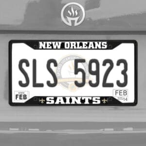 New Orleans Saints Metal License Plate Frame Black Finish