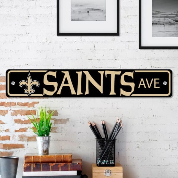 New Orleans Saints Team Color Street Sign Décor 4in. X 24in. Lightweight