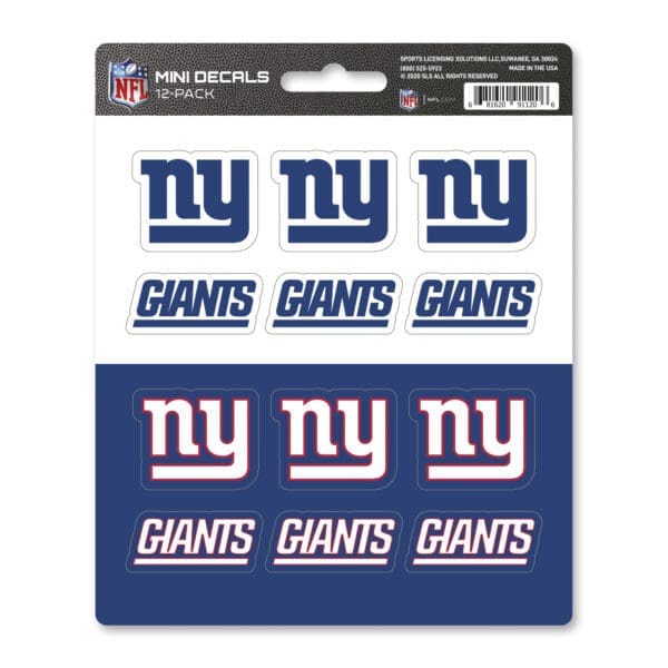 New York Giants 12 Count Mini Decal Sticker Pack 1