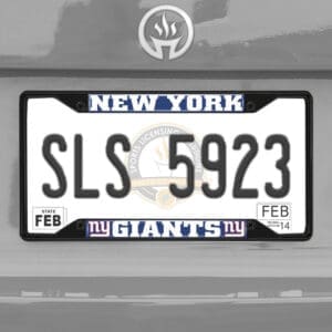 New York Giants Metal License Plate Frame Black Finish