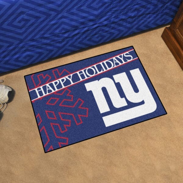 New York Giants Starter Mat Accent Rug - 19in. x 30in. Happy Holidays Starter Mat