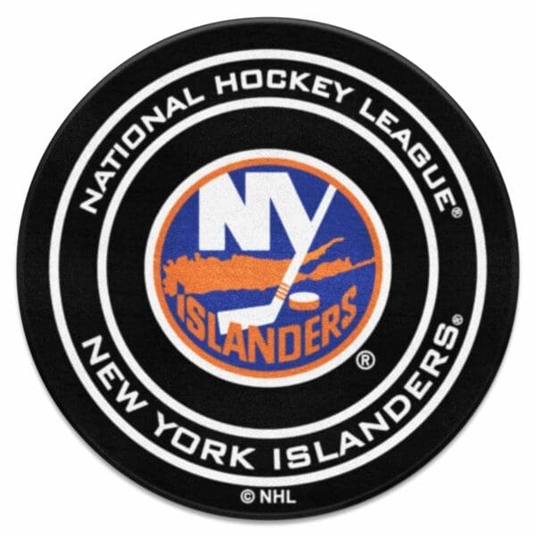 New York Islanders Hockey Puck Rug 27in. Diameter 10462 1 scaled