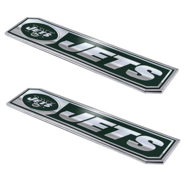 New York Jets 2 Piece Heavy Duty Aluminum Embossed Truck Emblem Set 1 scaled