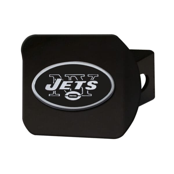 New York Jets Black Metal Hitch Cover with Metal Chrome 3D Emblem 1