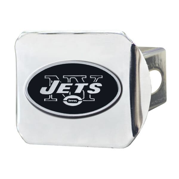 New York Jets Chrome Metal Hitch Cover with Chrome Metal 3D Emblem 1