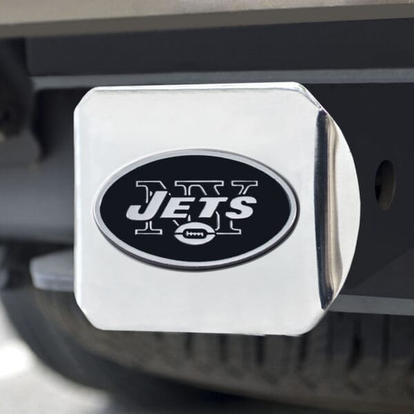 New York Jets Chrome Metal Hitch Cover with Chrome Metal 3D Emblem