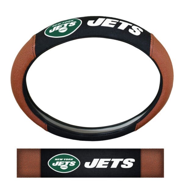 New York Jets Football Grip Steering Wheel Cover 15 Diameter 1