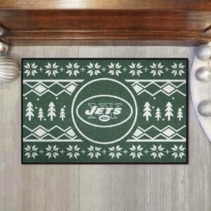 New York Jets Holiday Sweater Starter Mat Accent Rug - 19in. x 30in.