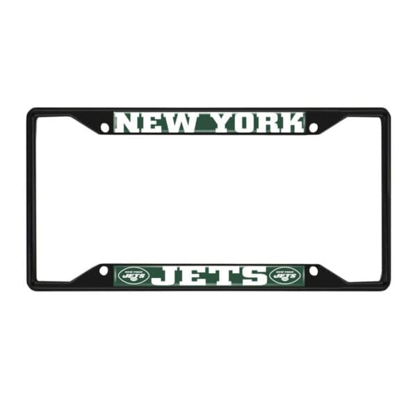 New York Jets Metal License Plate Frame Black Finish 1