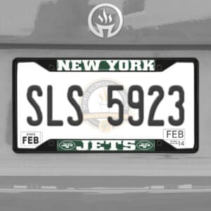 New York Jets Metal License Plate Frame Black Finish