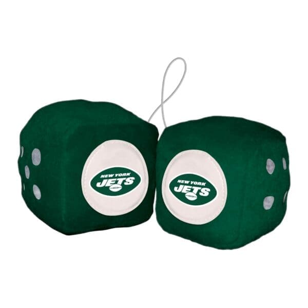 New York Jets Team Color Fuzzy Dice Decor 3 Set 1 scaled